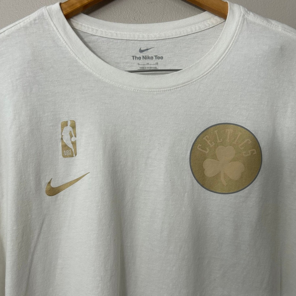 Nike Boston Celtics NBA Champions Shirt Mens XL White Gold Long Sleeve 2024 Tee